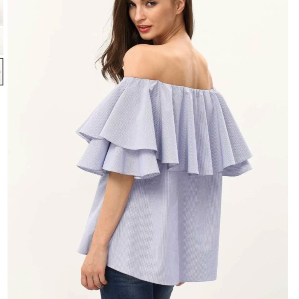 2/$30| SHEIN Flounce Layered Bell Sleeve Blouse
